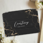 Monogram Black & Gold Marble Calligraphy Name iPad Mini Cover<br><div class="desc">Chic monogram black & gold marble background iPad mini case with modern calligraphy font for your name or initials. The tablet cover includes space to add your name or you can even add your business logo if you use this tablet case for your business. This elegant marble iPad cover design...</div>