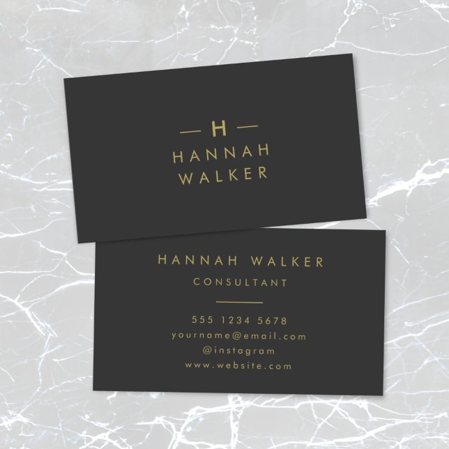 Monogram Black Gold | Modern Minimalist Elegant Business Card (Creator Uploaded)