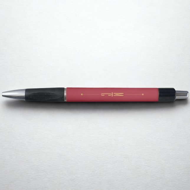 Monogram Black Gold | Modern Minimalist Elegant Pe (Modern monogram name pen)