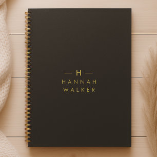 Monogram Black Gold   Modern Minimalist Elegant Planner
