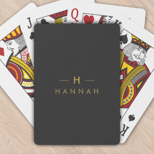 Monogram Black Gold   Modern Minimalist Elegant Playing Cards
