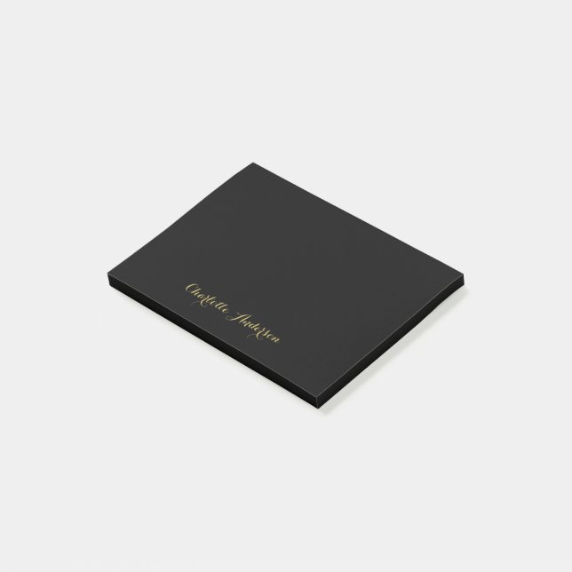 Monogram Black Gold Modern Minimalist Post-it Notes (Angled)
