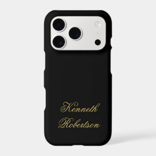 Monogram Black Gold Name Calligraphy Minimal Men