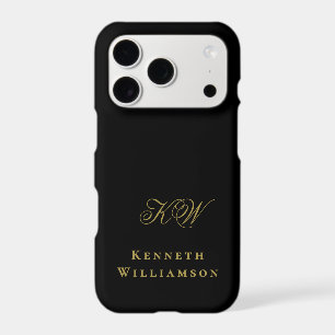 Monogram Black Gold Name Minimalist Elegant Men 