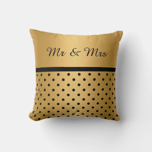 Monogram Black Gold Spot Cushion Pillow