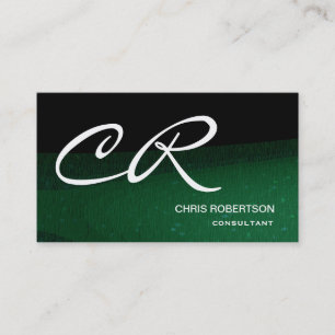 Monogram Black Green Consultant Business Card