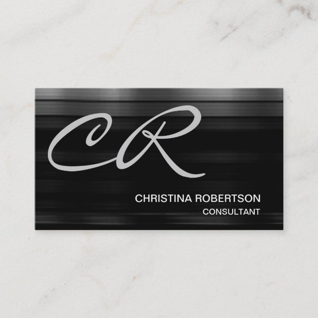 Monogram Black Grey Consultant Business Card (Front)