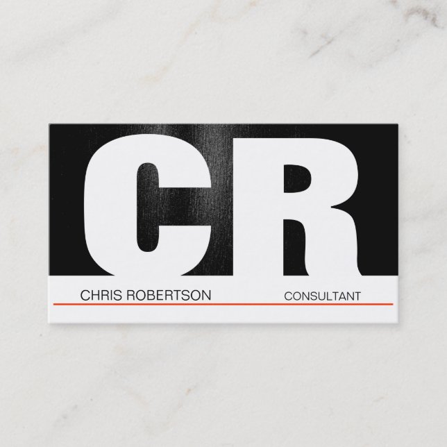 Monogram Black Grey Red White Business Card (Front)