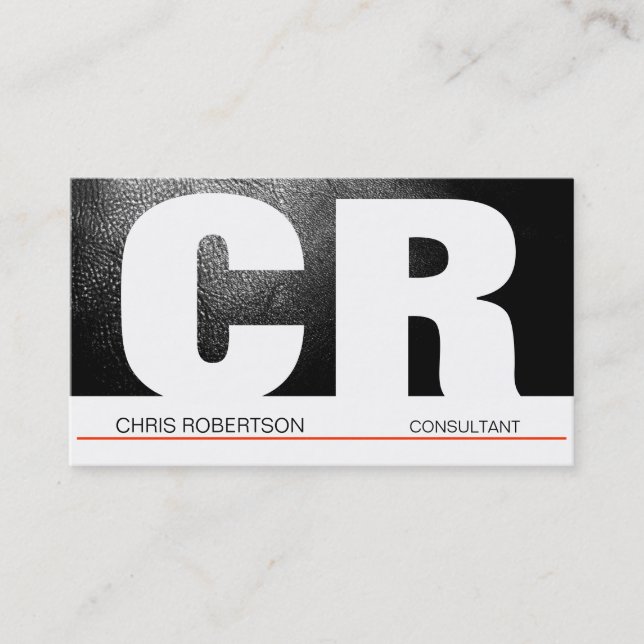 Monogram Black Grey Red White Business Card (Front)