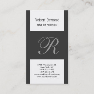 Monogram Black Grey White Modern Business Card