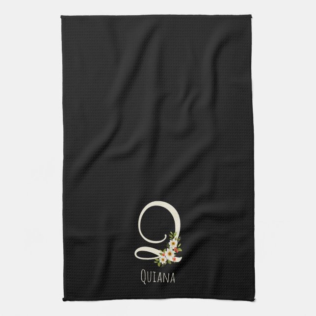 Monogram black Kitchen Towel Housewarmng gift (Vertical)