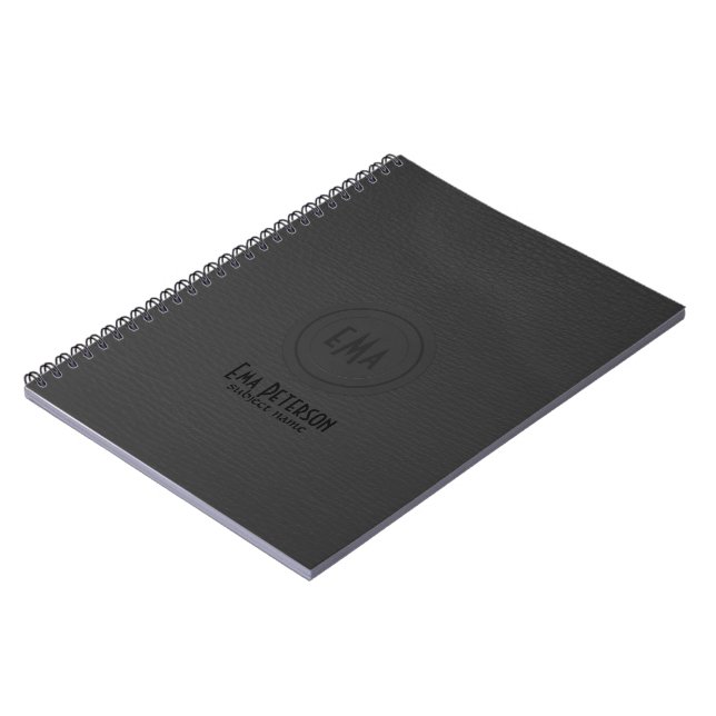 Monogram Black Leather Look Notebook (Left Side)