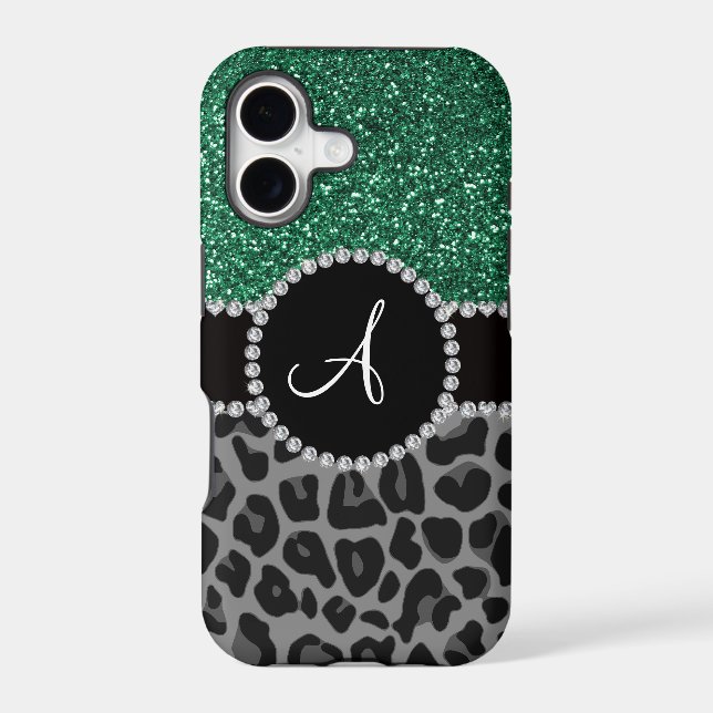 Monogram black leopard mint green glitter (Back)