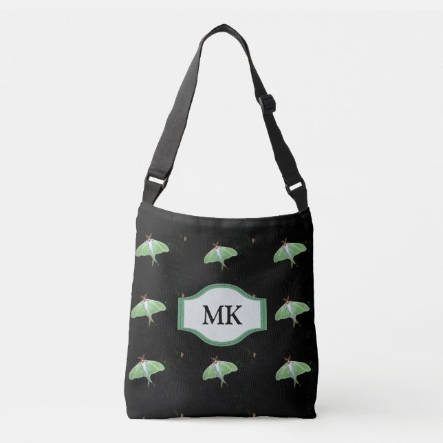 Monogram Black Luna Moth Pattern Tote Bag (Front)