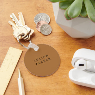 Monogram black minimalist brown key ring