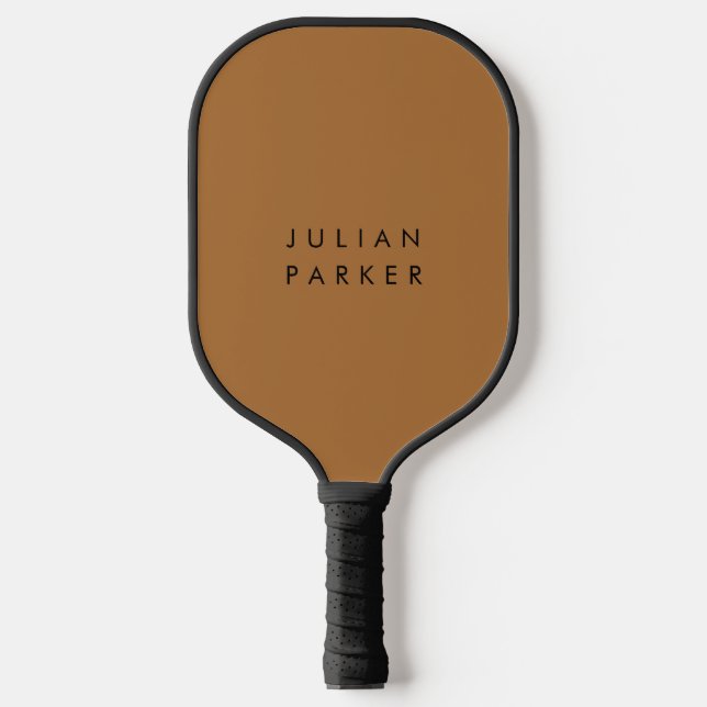 Monogram black minimalist brown pickleball paddle (Front)