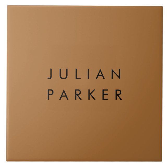 Monogram black minimalist brown tile (Front)