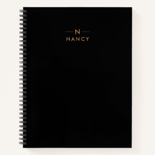 Monogram Black, Modern Minimalist Elegant Notebook