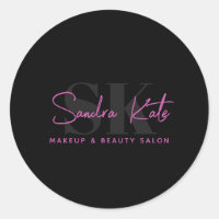 Monogram Black Neon Pink Beauty Salon Custom Logo