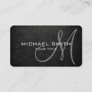 Monogram Black olive Leather Look Business Card
