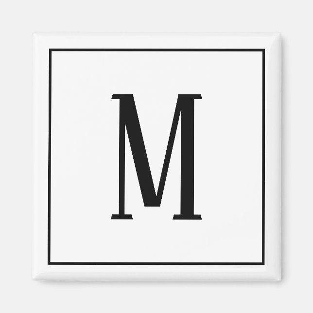 Monogram Black on White Square Magnet (Front)