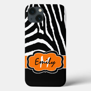 Monogram Black, Orange Zebra Stripe iPad Air Case