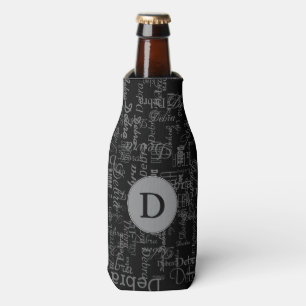 monogram black personalised name bottle cooler