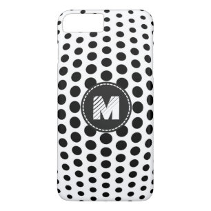 Monogram Black Polka Dots Pattern iPhone 8 Plus/7 Plus Case