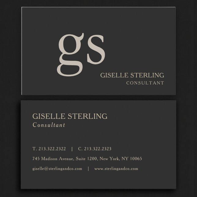 Monogram Black Professional Business Card (Creator Uploaded)