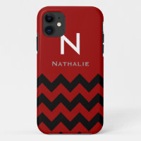 monogram black/red chevron