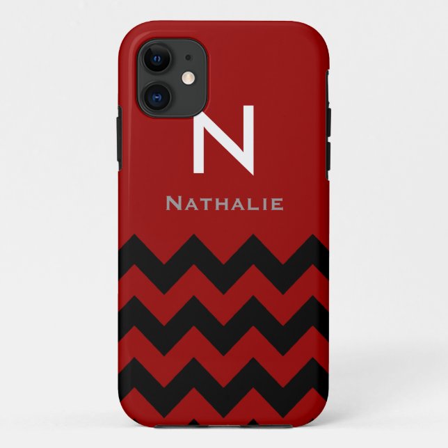 monogram black/red chevron Case-Mate iPhone case (Back)