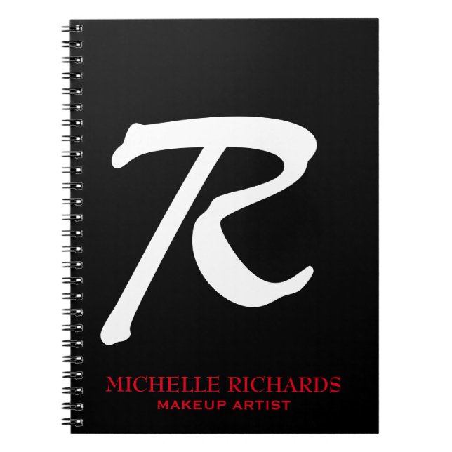 Monogram Black & Red Makeup Artist Notebook (Front)