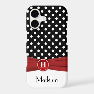 Monogram Black Red White Polka Dot iPhone 11 case