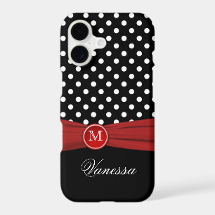 Monogram Black Red White Polka Dot iPhone 7 Case