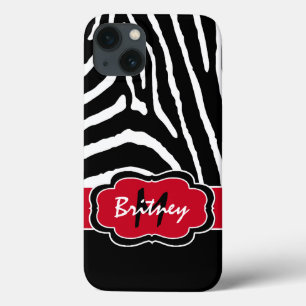 Monogram Black, Red Zebra Stripe iPad Air Case
