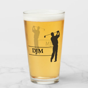 Monogram Black Silhouette Golfer Glass