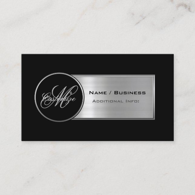 Monogram Black & Silver Business Card (Front)