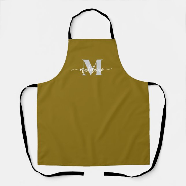 Monogram Black Silver Gold Colour Personal  Apron (Front)
