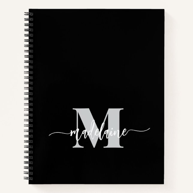 Monogram Black Silver White Personal Notebook (Front)