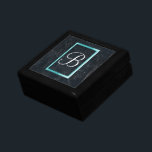 Monogram Black Stone Abstract Grunge Texture Gift Box<br><div class="desc">A cool looking black marbled stone texture. Cuts,  scrapes,  scarring and random marks give it depth and personality. Personalise with your initial / monogram in a fancy elegant white font. Monogram is placed inside a shiny neon-looking blue frame.</div>