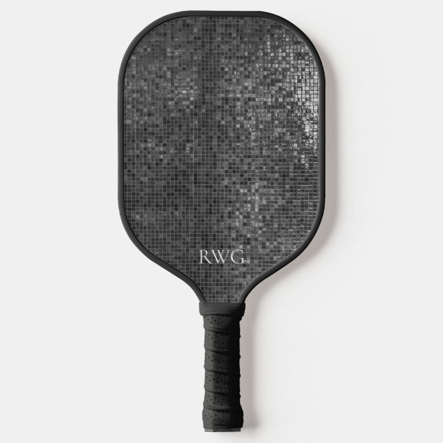Monogram Black Texture Design Pickleball Paddle (Front)