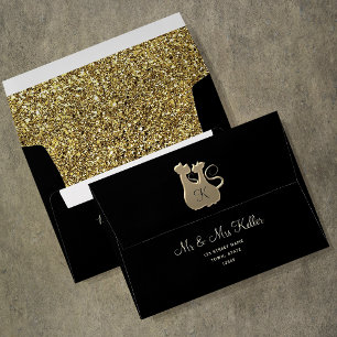 Monogram Black Wedding Envelope