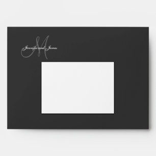 Monogram Black Wedding Invitation Envelopes