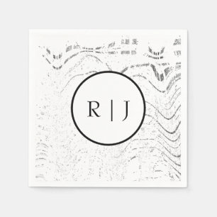 Monogram Black White Abstract Initial 2026 Wedding Napkin