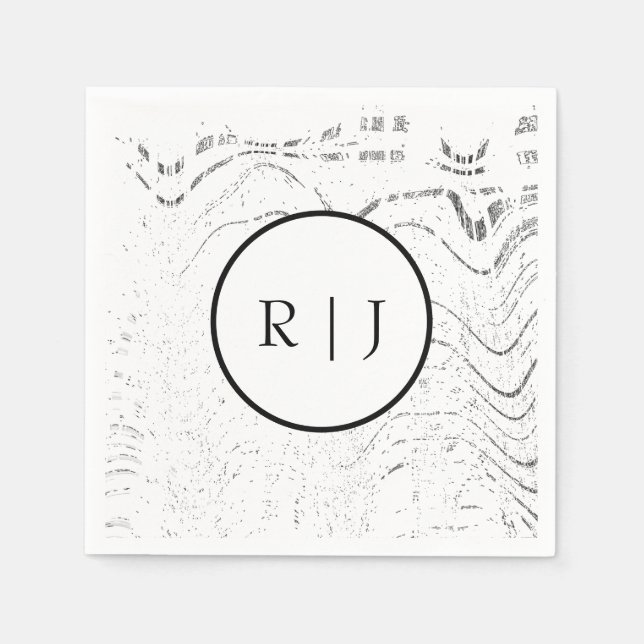 Monogram Black White Abstract Initial 2026 Wedding Napkin (Front)