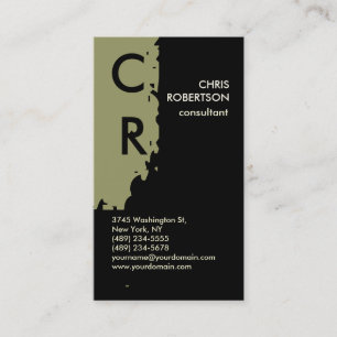 Monogram Black White Beige Business Card