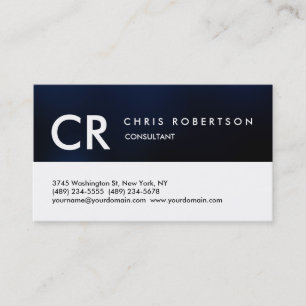 Monogram Black White Blue Pattern Business Card