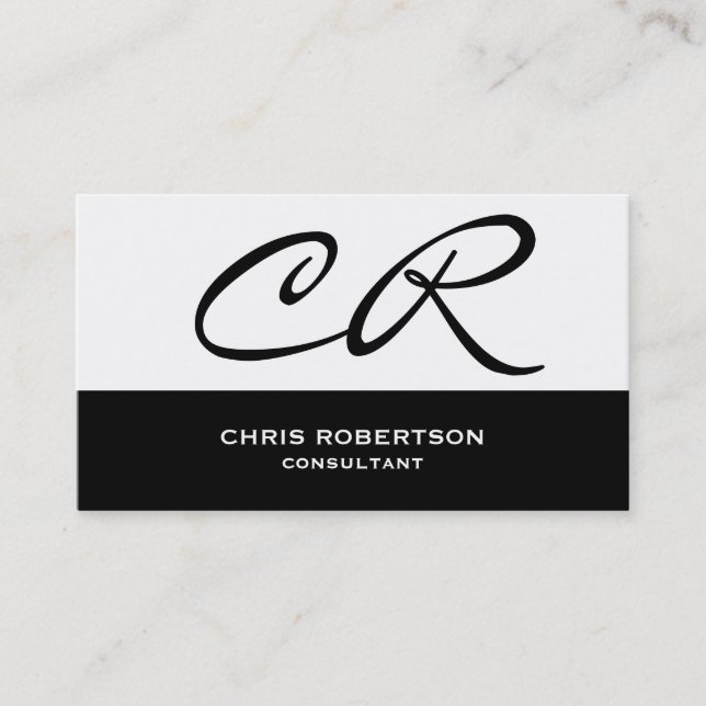 Monogram Black White Consultant Business Card (Front)
