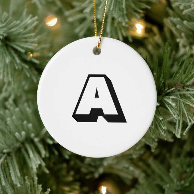 Monogram black & white custom initial Christmas Ceramic Tree Decoration (Tree)