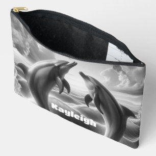 Monogram Black & White Dolphins Ocean Accessory Pouch